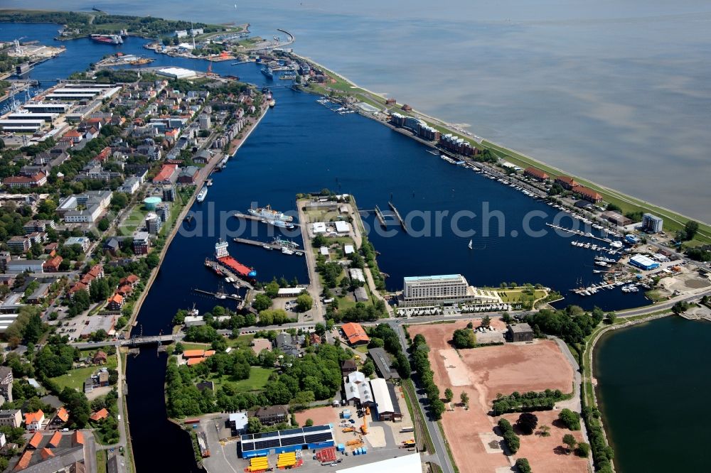 Wilhelmshaven from the bird's eye view: City view from the center of the city of Wilhelmshaven in Lower Saxony