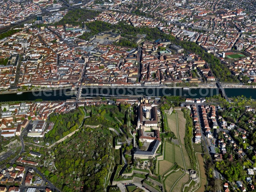 Würzburg from above - City view from the center of the city of Würzburg in Bavaria