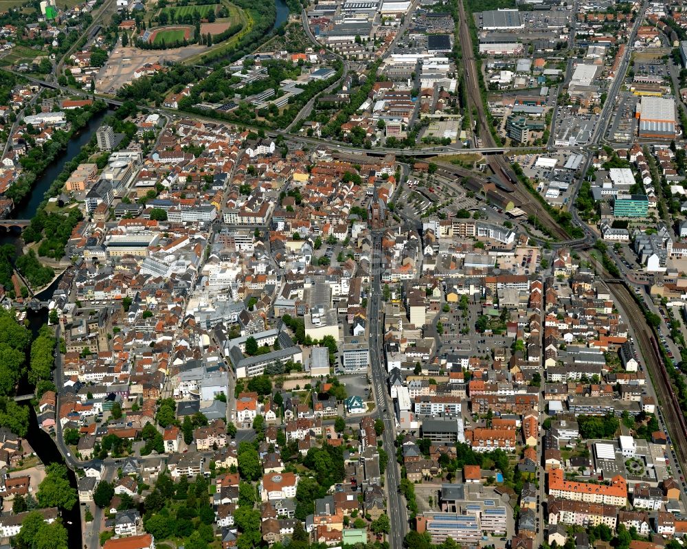 Aerial image Bad Kreuznach - View of Bad Kreuznach in the state of Rhineland-Palatinate. Bad Kreuznach is a spa town and county capital and is located on the rivers Nahe and Ellerbach. Apart from historic buildings and parts of the town, there are also several residential areas with multi-family homes and estates