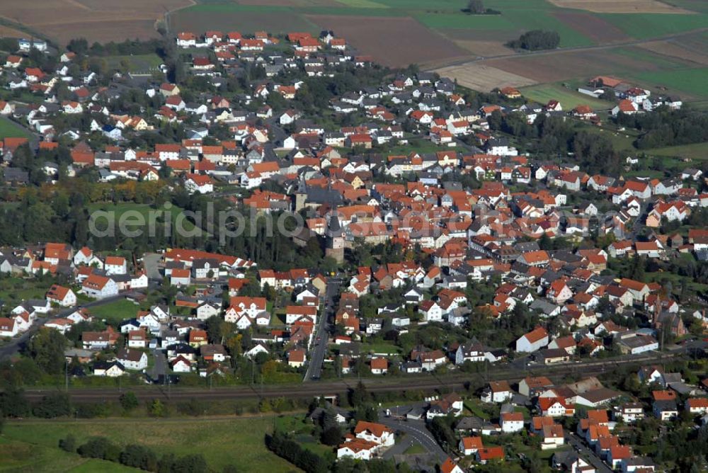 Neustadt from above - Blick auf die Stadt Neustadt mit dem Wahrzeichen der Stadt, dem Junker-Hansen-Turm, dem größter Fachwerkrundbau der Welt aus dem 15. Jahrhundert.