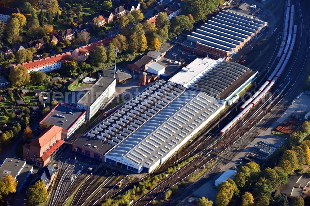 Hamburg from the bird's eye view: S-Bahn railway station and sidings S-Bahn Hamburg GmbH in the district Ohlsdorf in Hamburg, Germany