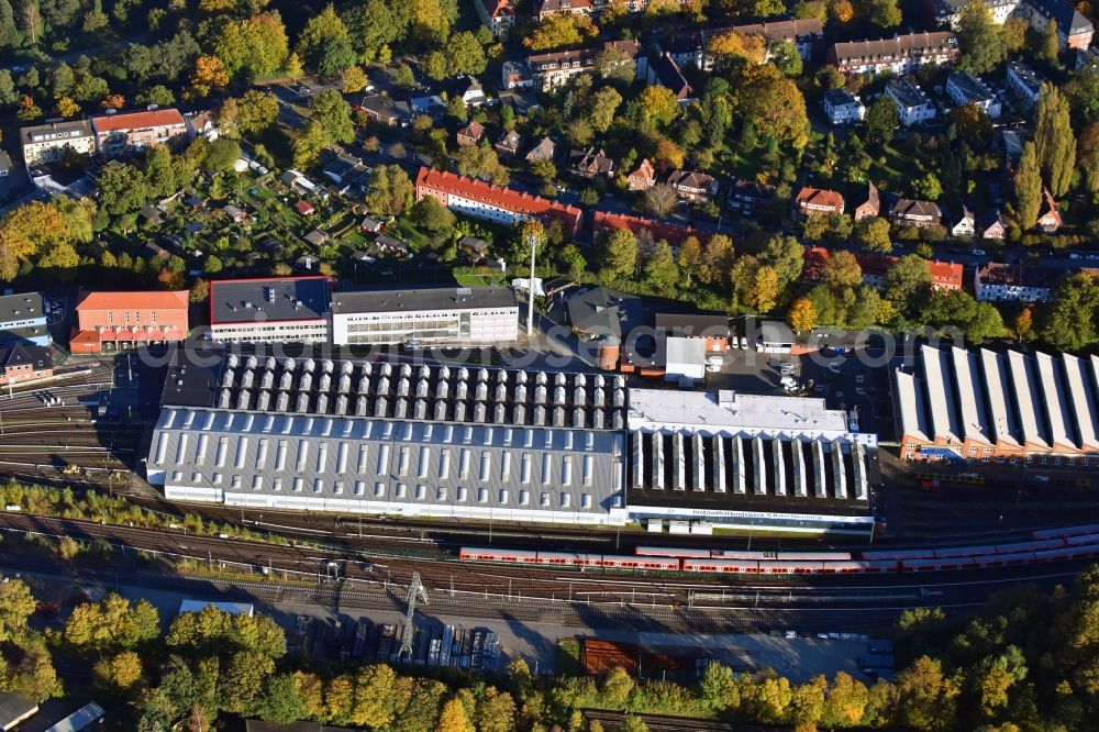 Hamburg from the bird's eye view: S-Bahn railway station and sidings S-Bahn Hamburg GmbH in the district Ohlsdorf in Hamburg, Germany