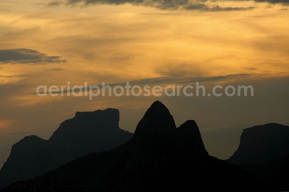 Aerial photograph Rio de Janeiro - City area at the mountain range of Mount Morro Dois Irmaos in Rio de Janeiro in Brazil