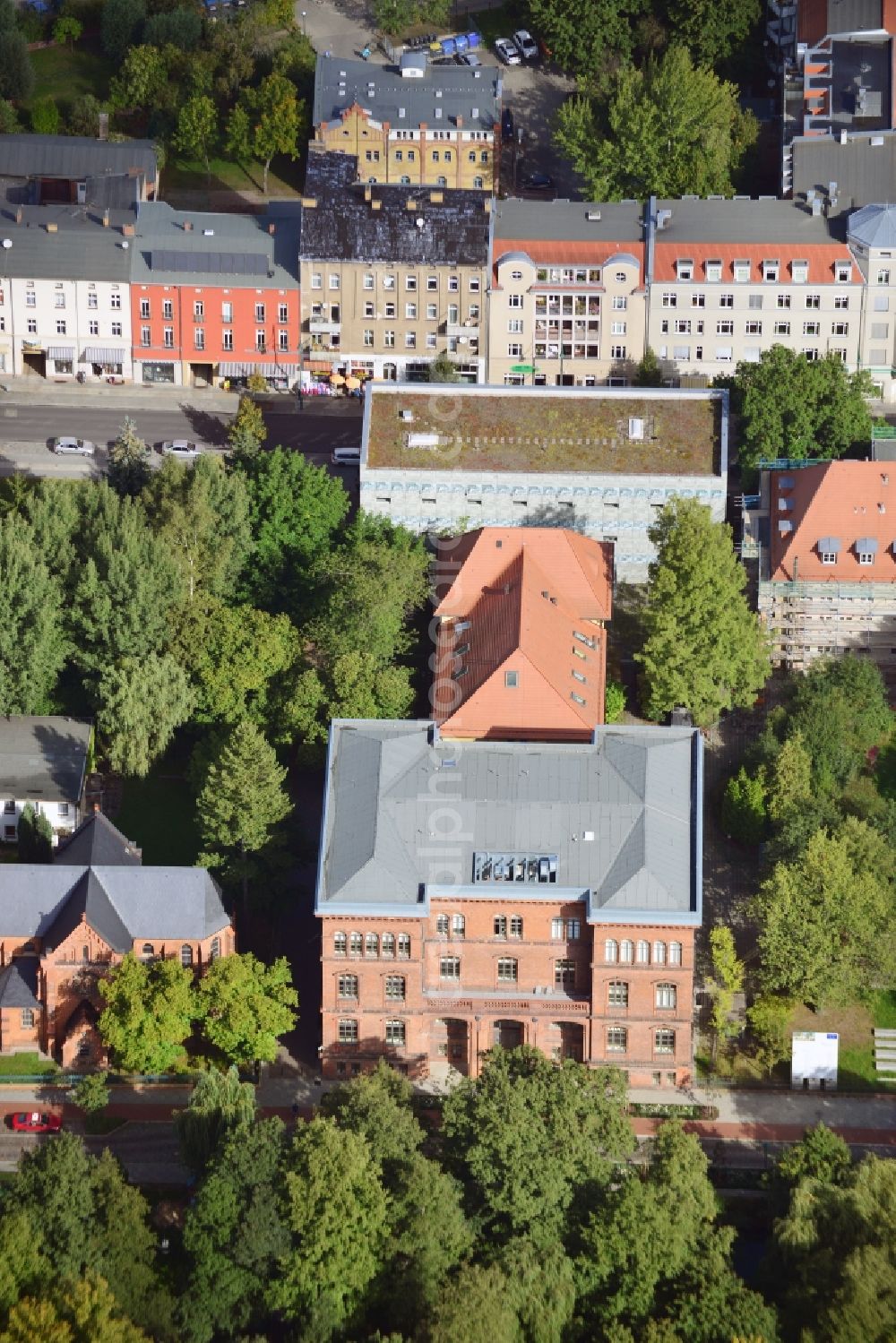 Aerial image Eberswalde - City campus of the University for Sustainable Development in Eberswalde in the state Brandenburg. The University for Sustainable Development Eberswalde was founded in 1830 as Higher forest institute in Eberswalde