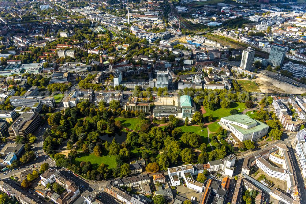 Essen from above - View of the municipal garden in Essen in the state North Rhine-Westphalia