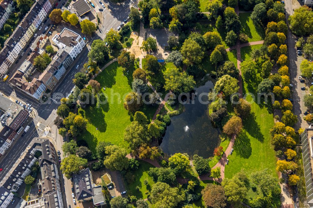 Essen from the bird's eye view: View of the municipal garden in Essen in the state North Rhine-Westphalia