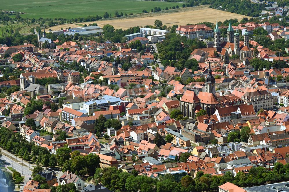 Aerial image Naumburg (Saale) - City area with outside districts and inner city area in Naumburg (Saale) in the state Saxony-Anhalt, Germany