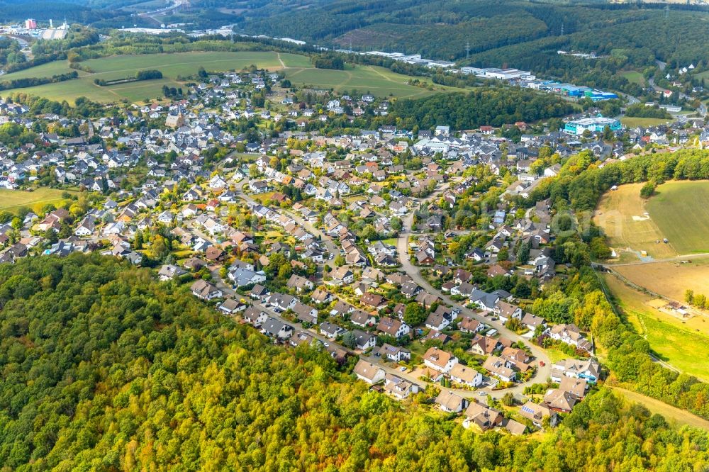 Wilnsdorf from the bird's eye view: City area with outside districts and inner city area in Wilnsdorf in the state North Rhine-Westphalia, Germany