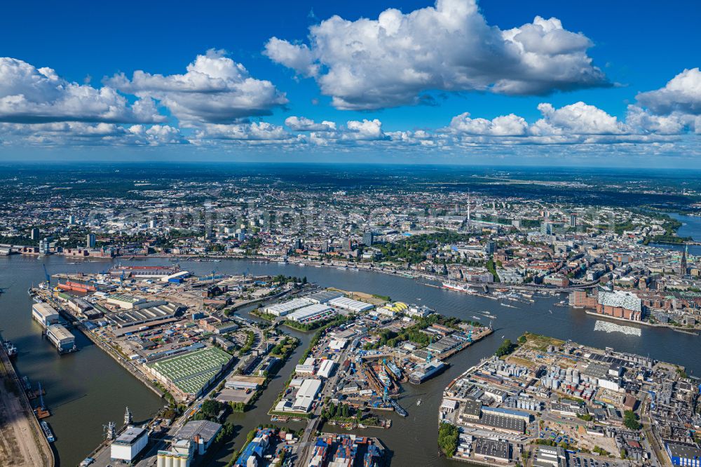 Hamburg from above - Urban area Hafen Steinwerder Altona with outskirts and inner city area in Hamburg, Germany