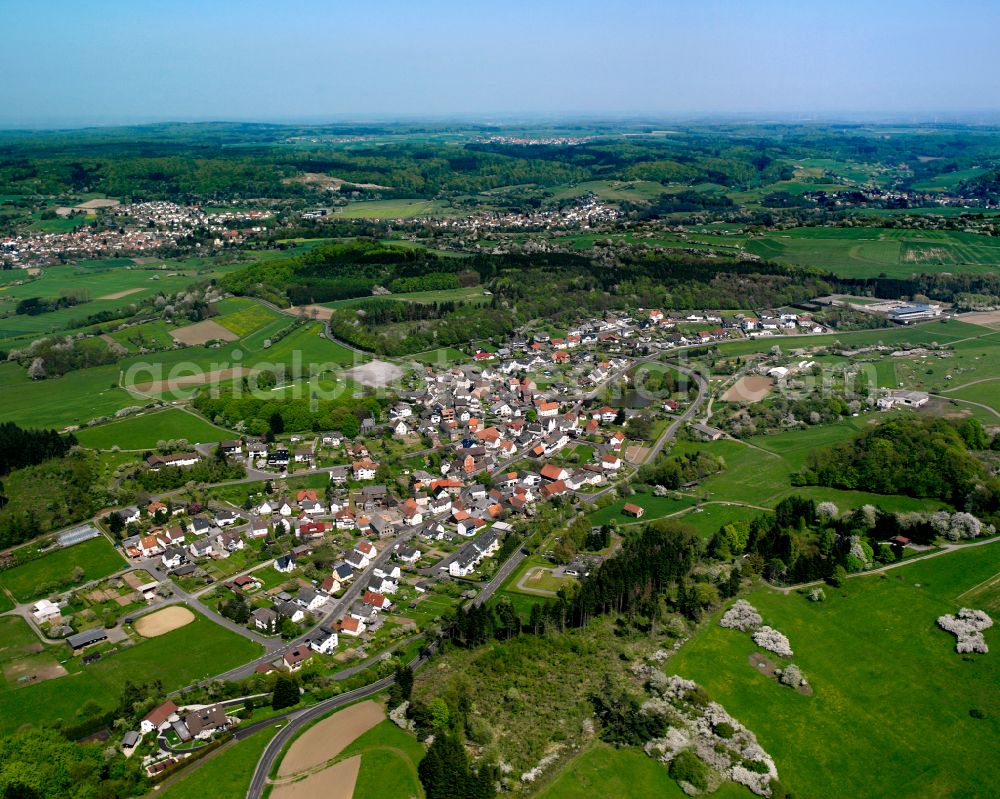 Aerial photograph Allertshausen - Urban area with outskirts and inner city area on the edge of agricultural fields and arable land in Allertshausen in the state Hesse, Germany