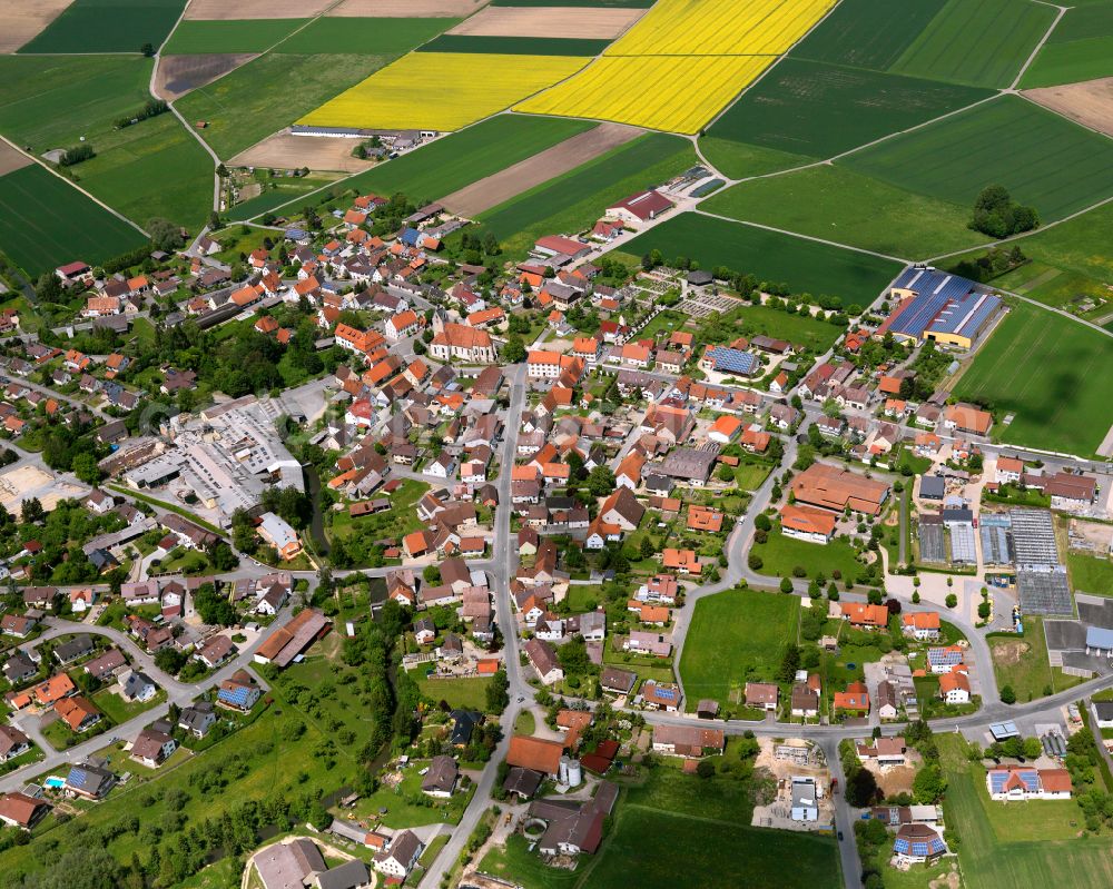 Altheim from the bird's eye view: Urban area with outskirts and inner city area on the edge of agricultural fields and arable land in Altheim in the state Baden-Wuerttemberg, Germany