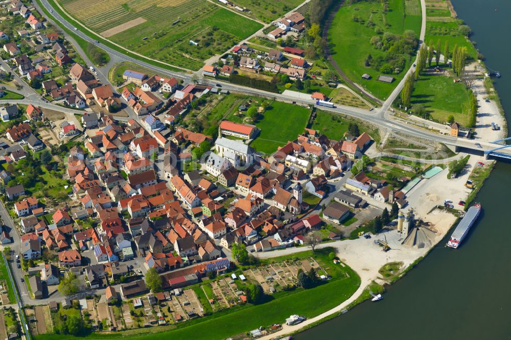 Astheim from above - Urban area with outskirts and inner city area on the edge of agricultural fields and arable land in Astheim in the state Bavaria, Germany