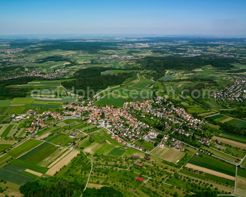 Aerial photograph Bad Liebenzell - Urban area with outskirts and inner city area on the edge of agricultural fields and arable land in Bad Liebenzell in the state Baden-Wuerttemberg, Germany