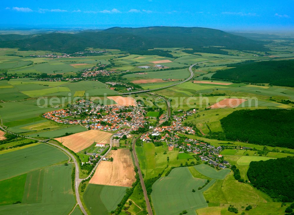 Bahnhof Langmeil from the bird's eye view: Urban area with outskirts and inner city area on the edge of agricultural fields and arable land in Bahnhof Langmeil in the state Rhineland-Palatinate, Germany