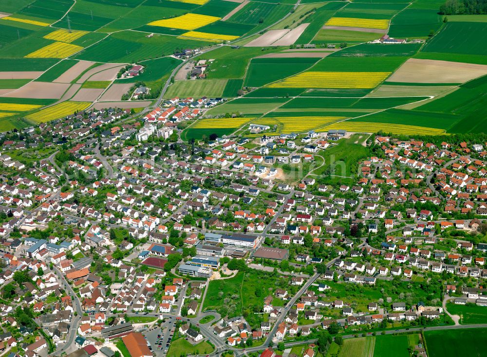 Aerial photograph Erbach - Urban area with outskirts and inner city area on the edge of agricultural fields and arable land in Erbach in the state Baden-Wuerttemberg, Germany