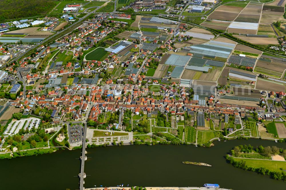 Etwashausen from above - Urban area with outskirts and inner city area on the edge of agricultural fields and arable land in Etwashausen in the state Bavaria, Germany