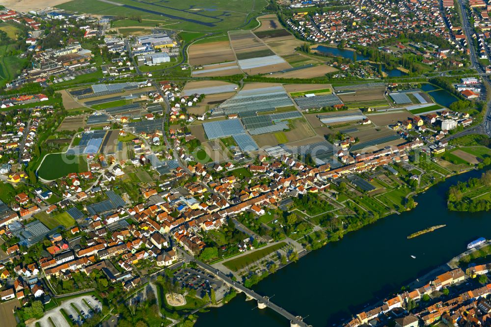 Etwashausen from above - Urban area with outskirts and inner city area on the edge of agricultural fields and arable land in Etwashausen in the state Bavaria, Germany