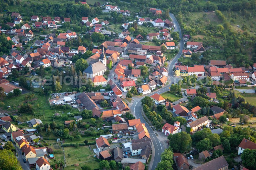 Aerial photograph Heimburg - Urban area with outskirts and inner city area on the edge of agricultural fields and arable land in Heimburg in the state Saxony-Anhalt, Germany