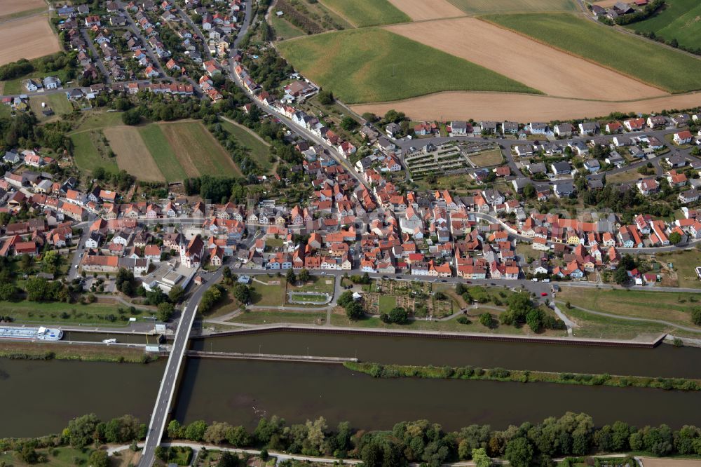 Himmelstadt from the bird's eye view: Urban area with outskirts and inner city area on the edge of agricultural fields and arable land in Himmelstadt in the state Bavaria, Germany