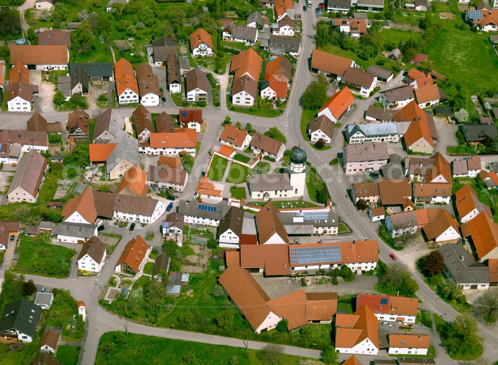 Neenstetten from above - Urban area with outskirts and inner city area on the edge of agricultural fields and arable land in Neenstetten in the state Baden-Wuerttemberg, Germany