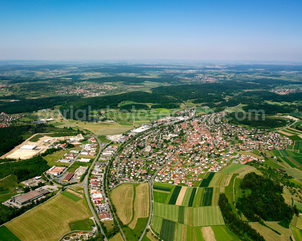 Aerial photograph Ottenbronn - Urban area with outskirts and inner city area on the edge of agricultural fields and arable land in Ottenbronn in the state Baden-Wuerttemberg, Germany