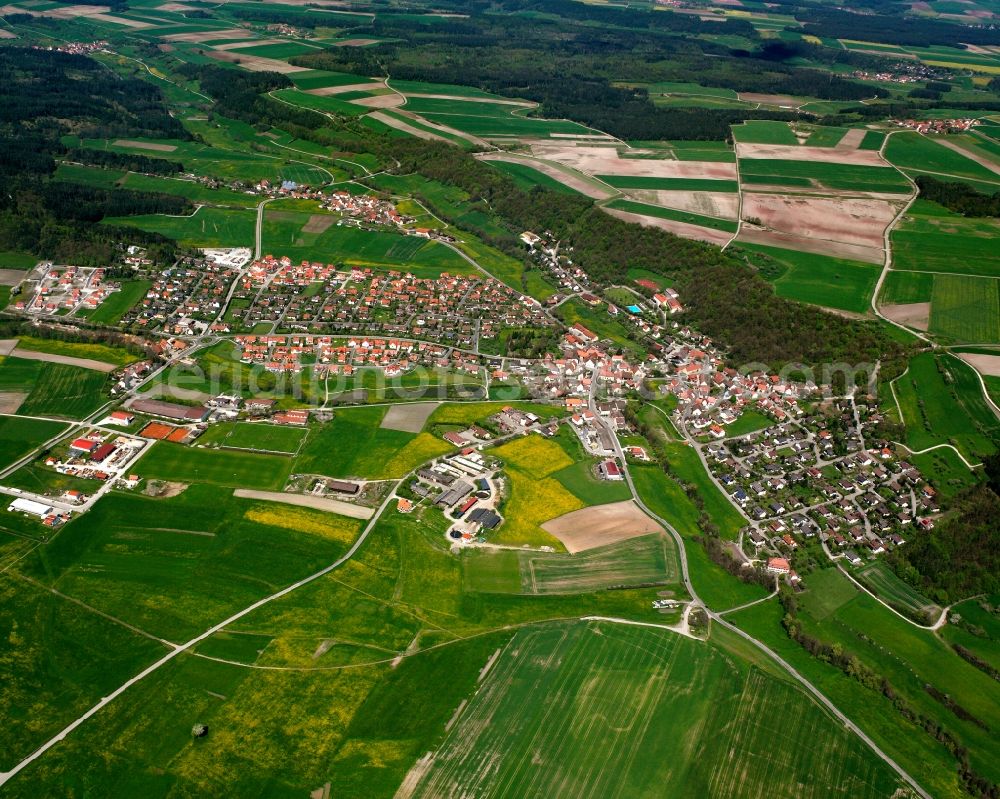 Papiermühle from the bird's eye view: Urban area with outskirts and inner city area on the edge of agricultural fields and arable land in Papiermühle in the state Bavaria, Germany