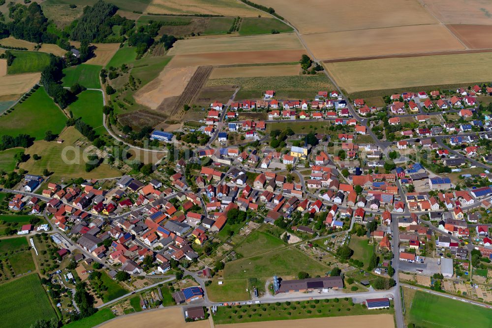 Rieden from the bird's eye view: Urban area with outskirts and inner city area on the edge of agricultural fields and arable land in Rieden in the state Bavaria, Germany