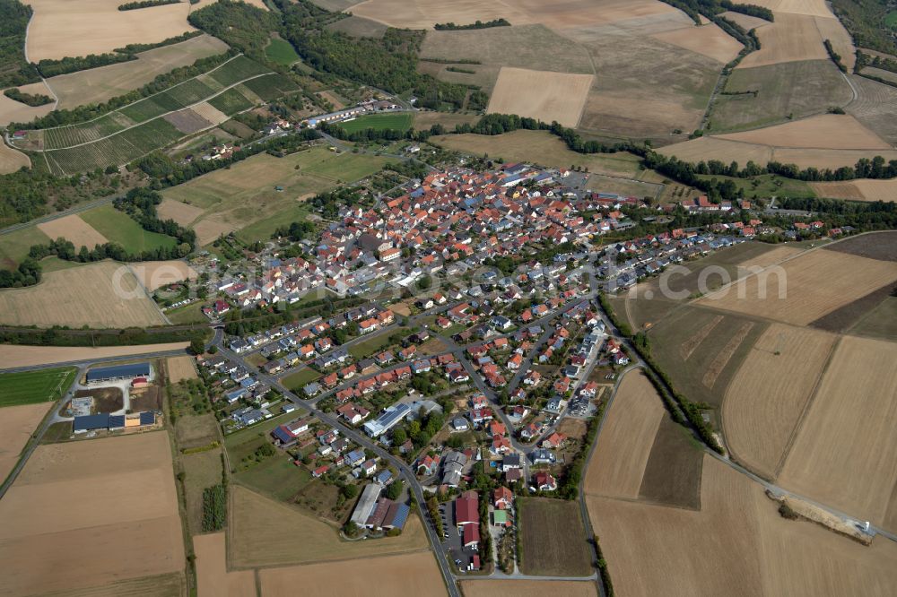 Aerial photograph Stetten - Urban area with outskirts and inner city area on the edge of agricultural fields and arable land in Stetten in the state Bavaria, Germany