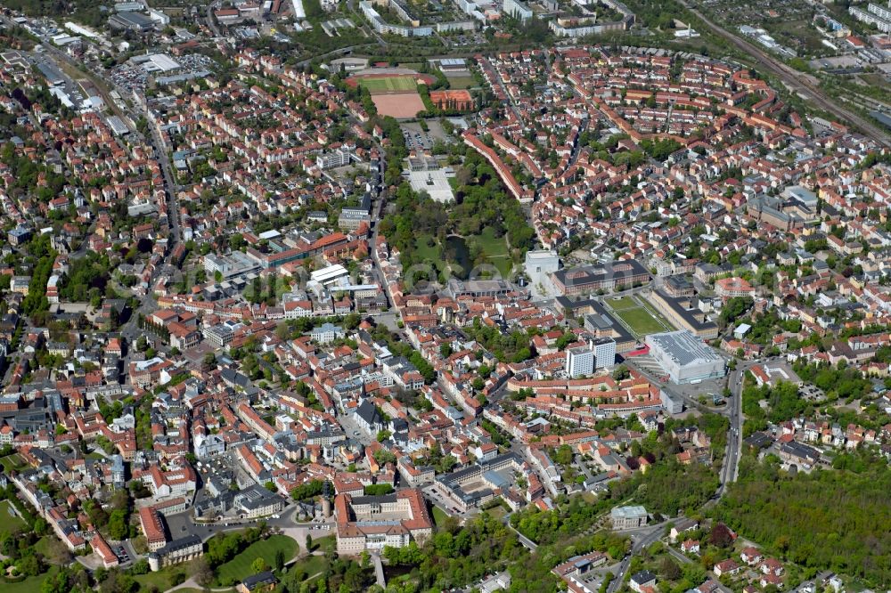 Aerial image Weimar - Urban area with inner city area in Weimar in the state Thuringia, Germany