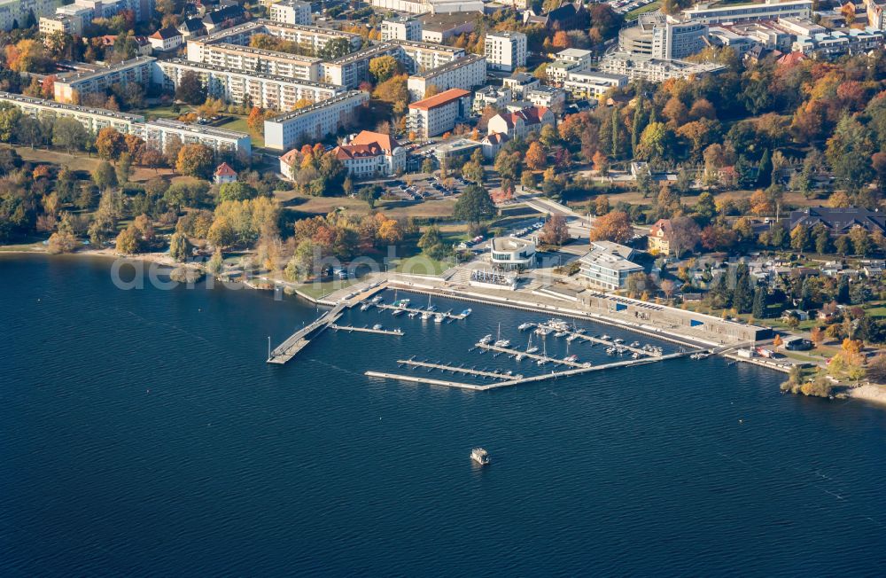 Senftenberg from above - City harbor in Senftenberg in the state Brandenburg, Germany