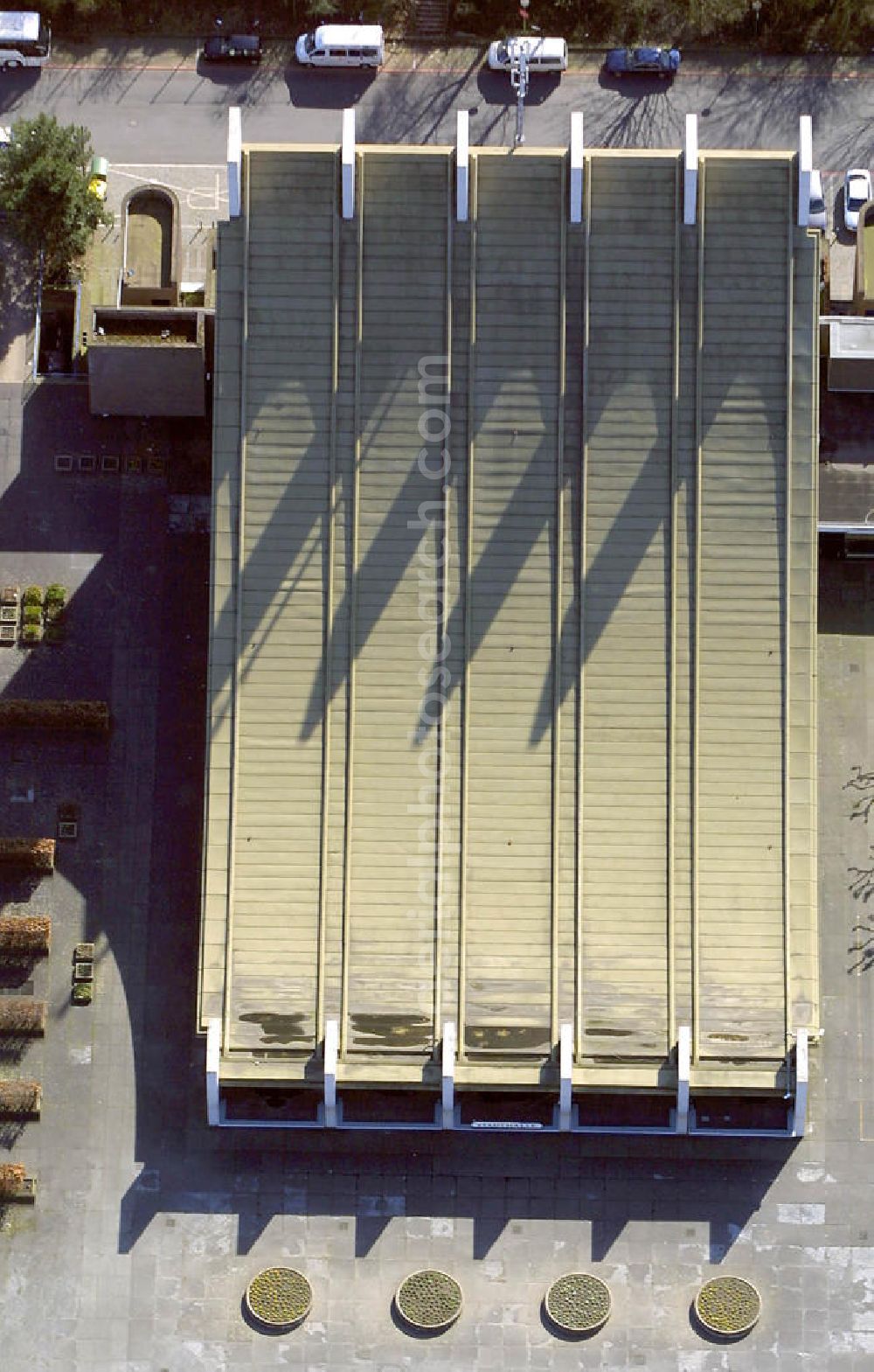 Aerial image Castrop-Rauxel - Blick auf die Stadthalle am Rathaus am Europaplatz.