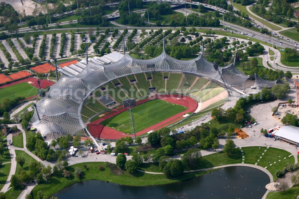 Aerial image München - The Olympic Stadium in the Olympic Park Munich