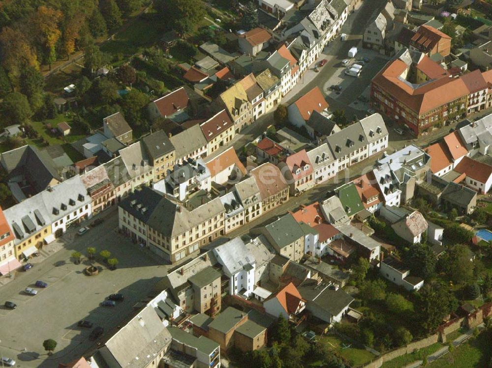 Aerial image Geithain - Im Juni 2003 wurde der Geithainer Markt nach längerer Bauzeit wieder als zentraler Platz in der Stadt fertiggestellt.