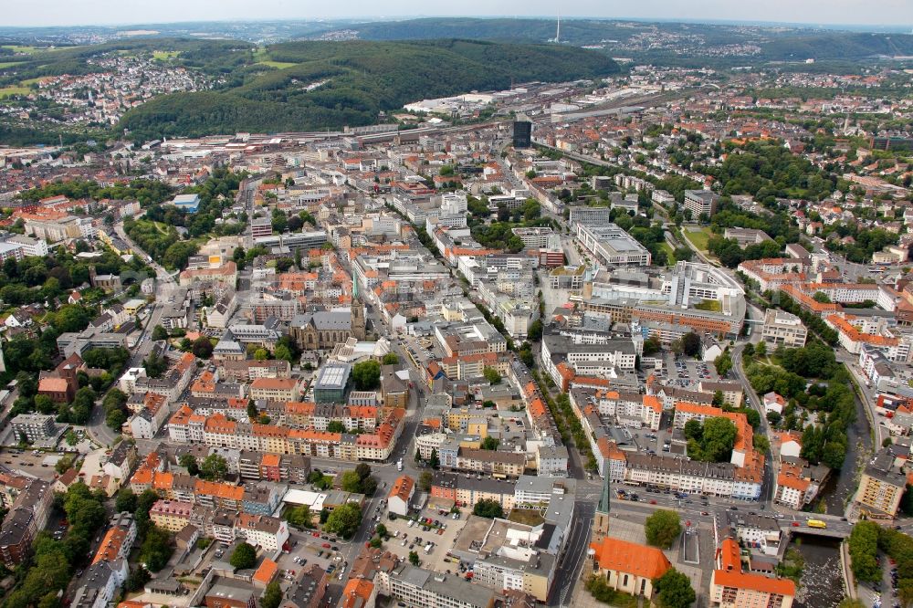 Aerial photograph Hagen - View of the city centre of Hagen in the state North Rhine-Westphalia