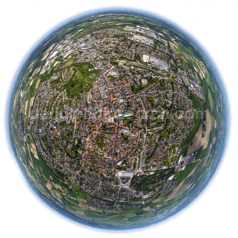 Aerial image Werl - Fisheye- view of Downtown from midtown Werl in North Rhine-Westphalia