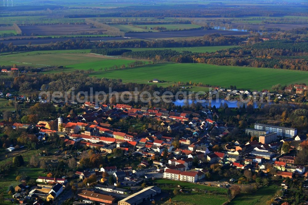 Liebenwalde from the bird's eye view: City center of Liebenwalde with a view over single and multi-family houses in Brandenburg