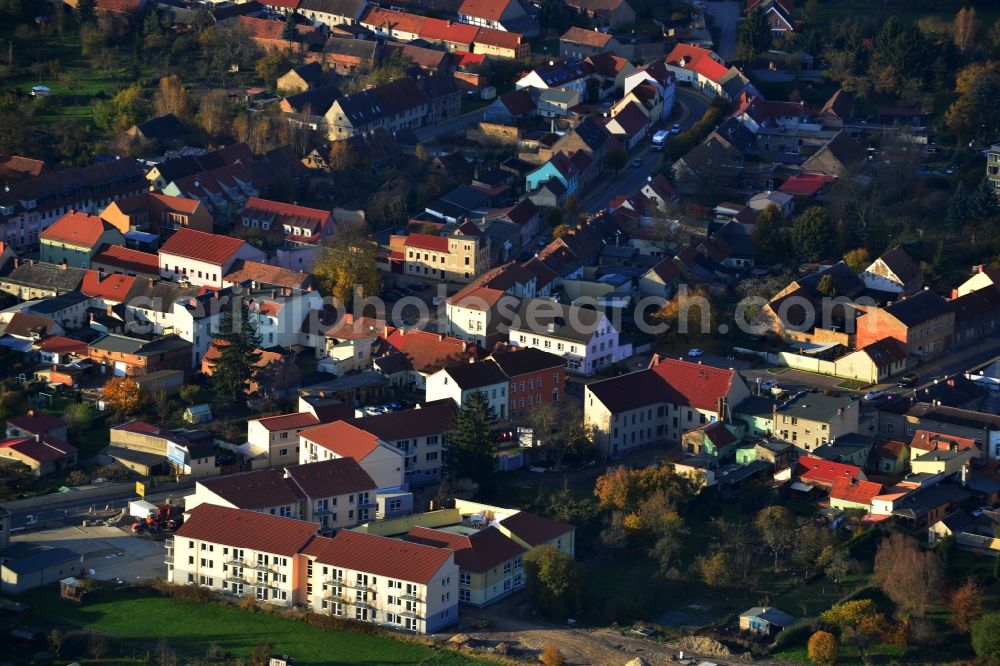 Aerial image Liebenwalde - City center of Liebenwalde with a view over single and multi-family houses in Brandenburg