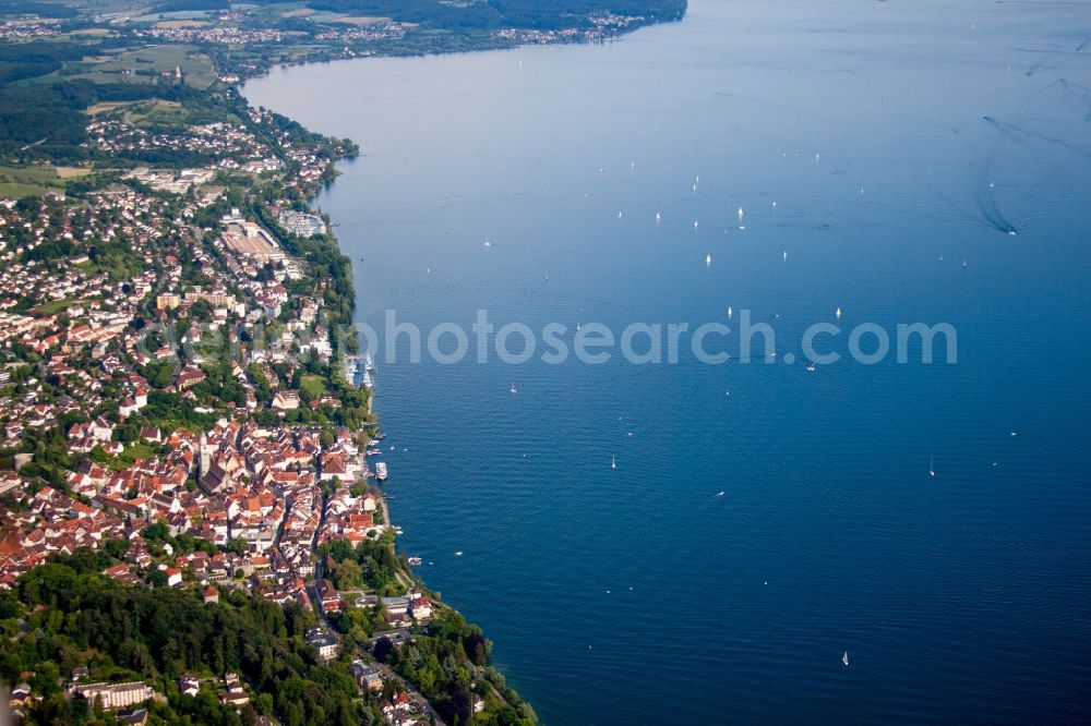 Überlingen from above - Village on the lake bank areas of Lake of Constance in Ueberlingen in the state Baden-Wuerttemberg, Germany