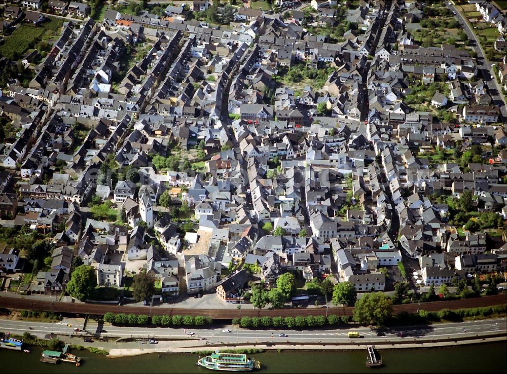 Winningen from above - City center of Winningen at the riverside of the Mosel in Rhineland-Palatine