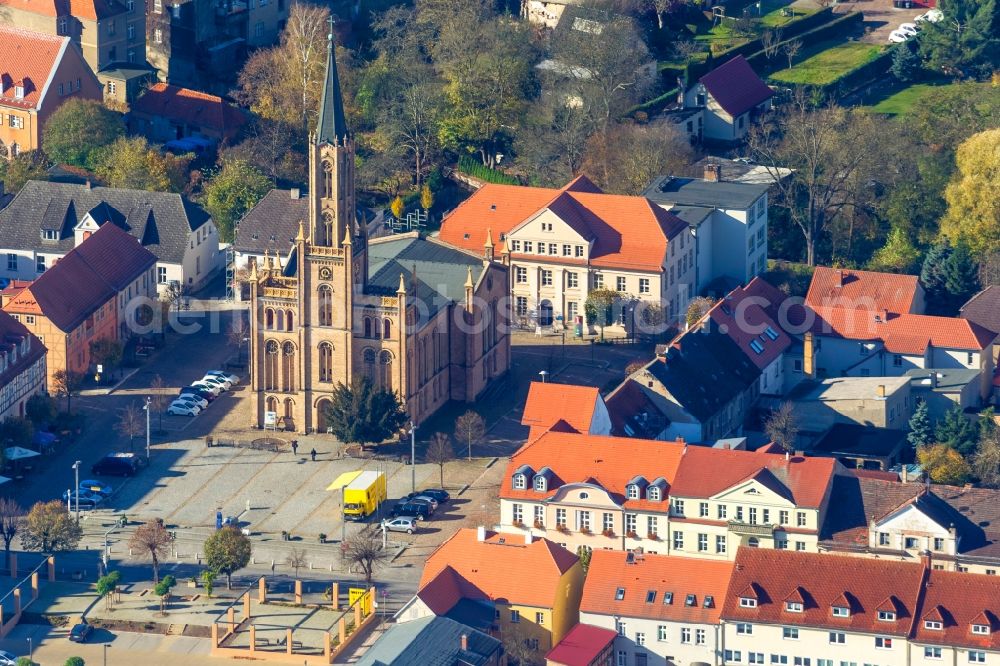 Aerial image Fürstenberg / Havel - View of the church in Fuerstenberg / Havel in the state Brandenburg