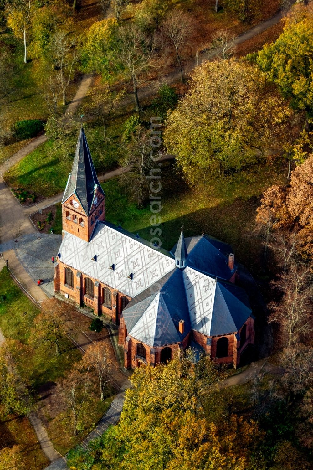 Malchow from above - View of the church Malchow in the state Mecklenburg-West Pomerania