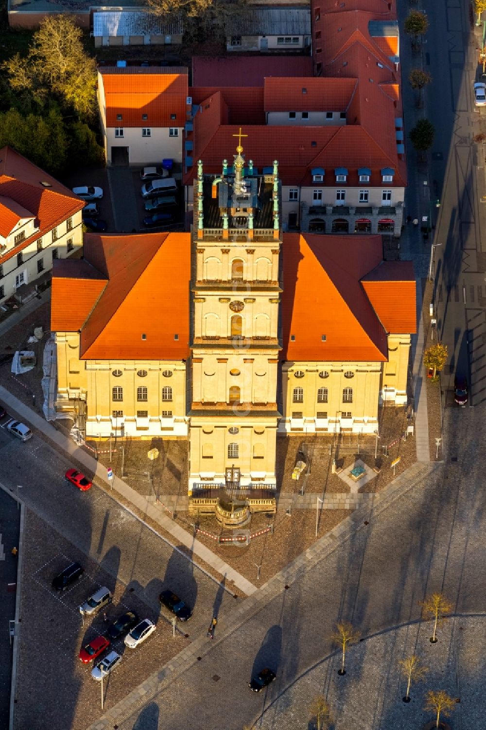 Aerial photograph Neustrelitz - View of the city church in Nestrelitz in the state Mecklenburg-West Pomerania