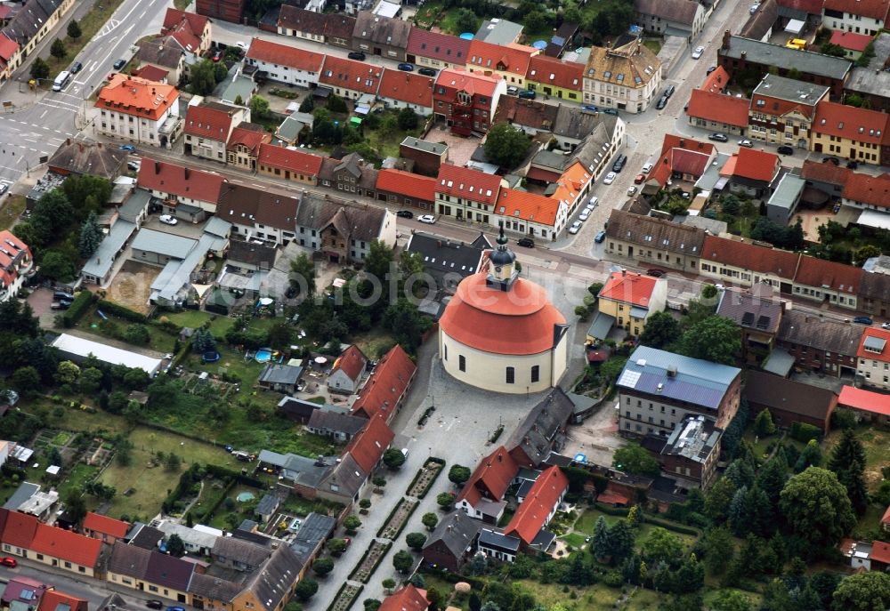 Aerial image Oranienbaum - City Church Oranienbaum in Saxony-Anhalt