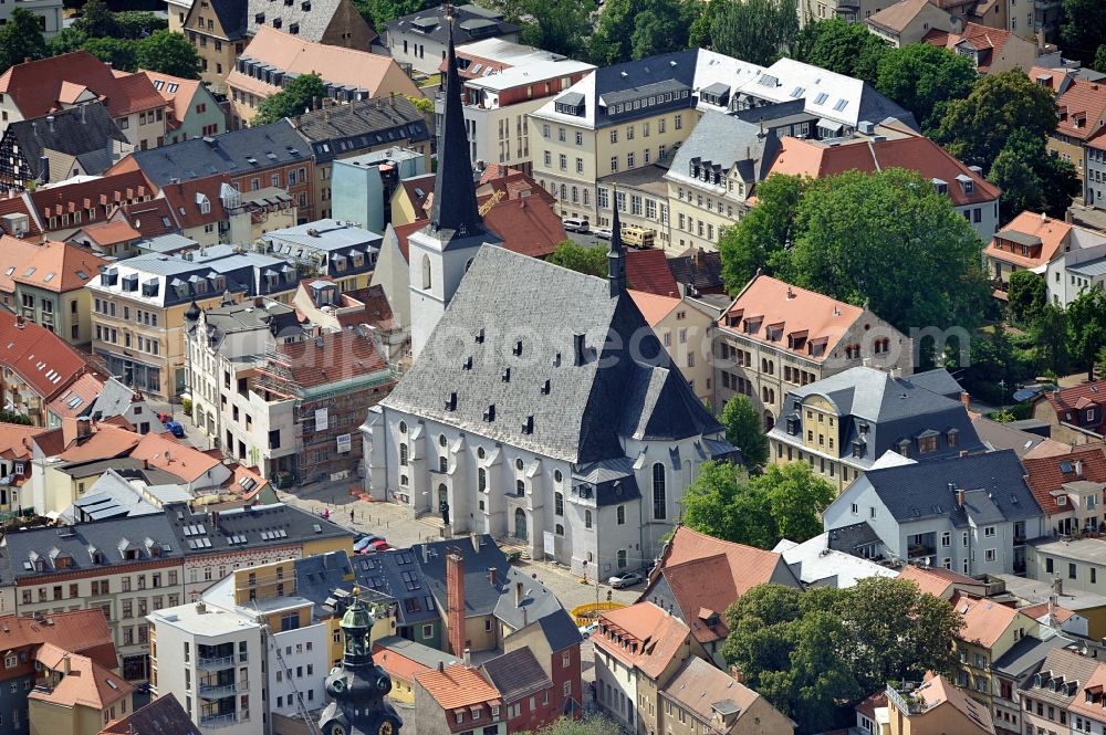 Aerial image Weimar - City church St Peter and Paul at Weimar Square in Weimar in the state of Thuringia