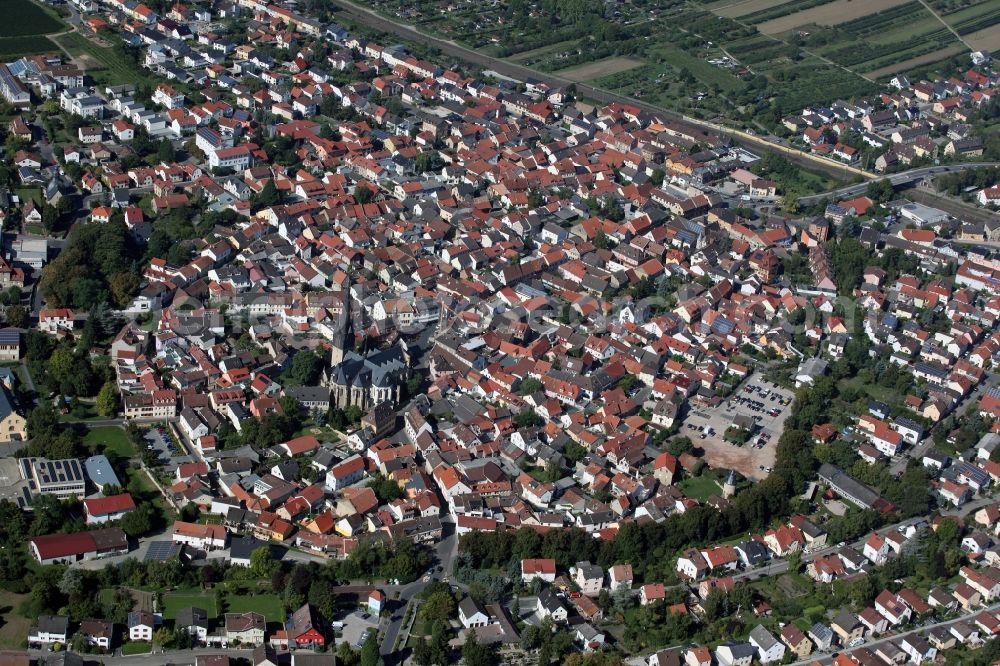 Gau-Algesheim from above - Center of Gau Algesheim, Rhineland-Palatinate