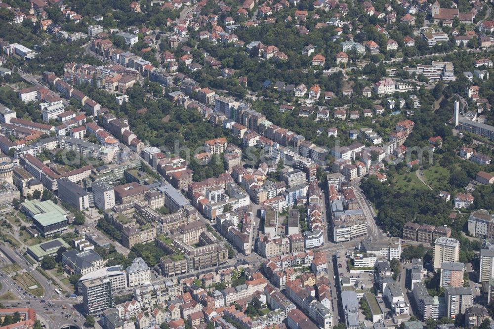 Stuttgart from the bird's eye view: View of the city center in Stuttgart in Baden-Wuerttemberg. Stuttgart is the sixth largest city in germany