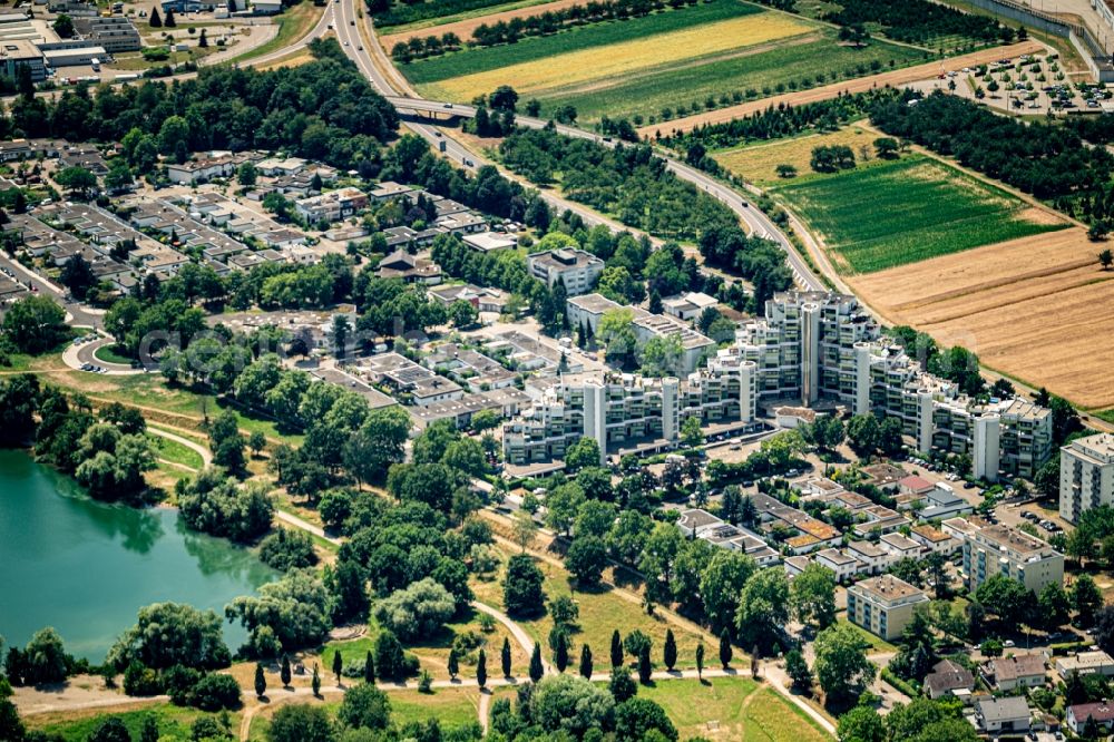 Aerial image Offenburg - Construction site for City Quarters Building Boomerang in Offenburg in the state Baden-Wurttemberg, Germany