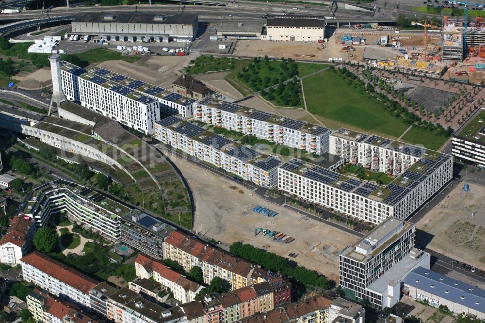 Aerial image Basel - The residential area Erlenmatt is built on the site of the former station area of DB and will be a new city district in Basel in Switzerland