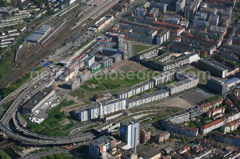 Aerial photograph Basel - The residential area Erlenmatt is built on the site of the former station area of DB and will be a new city district in Basel in Switzerland