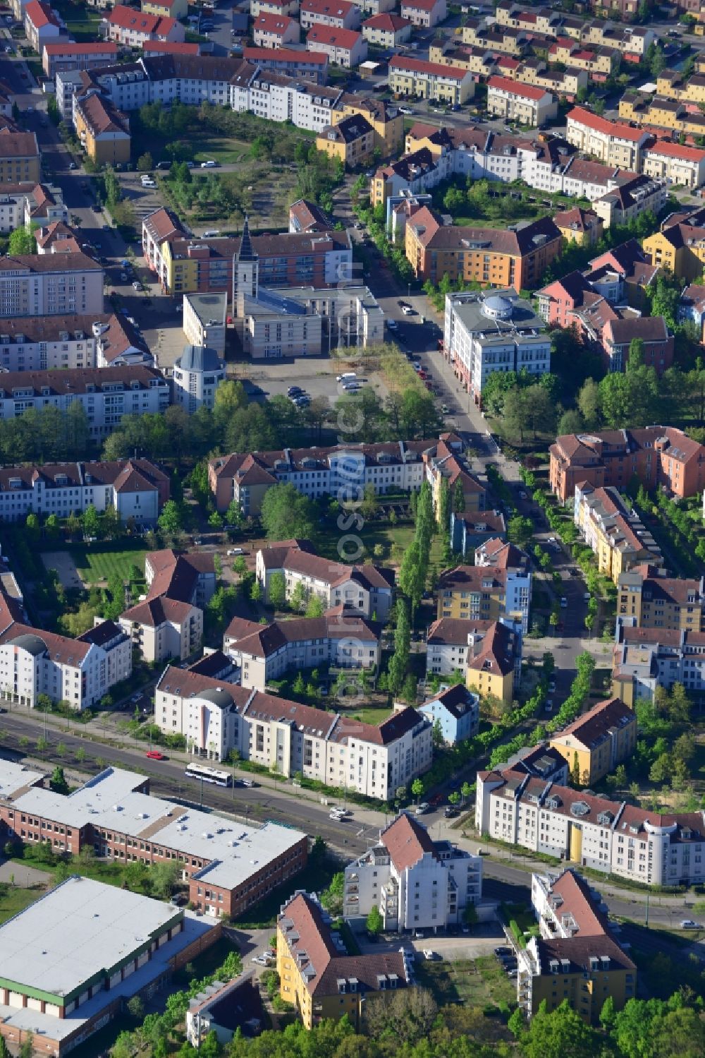 Potsdam from above - Outskirts residential Kirchsteigfeld in Potsdam in the state Brandenburg, Germany